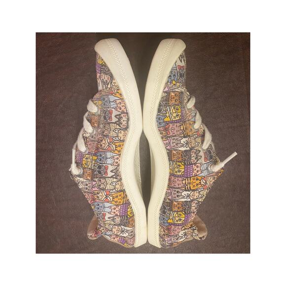 Skechers BOBS Memory Foam Cat Print Sneakers Women’s Size 7.5 Slip On Shoes - Picture 3 of 9